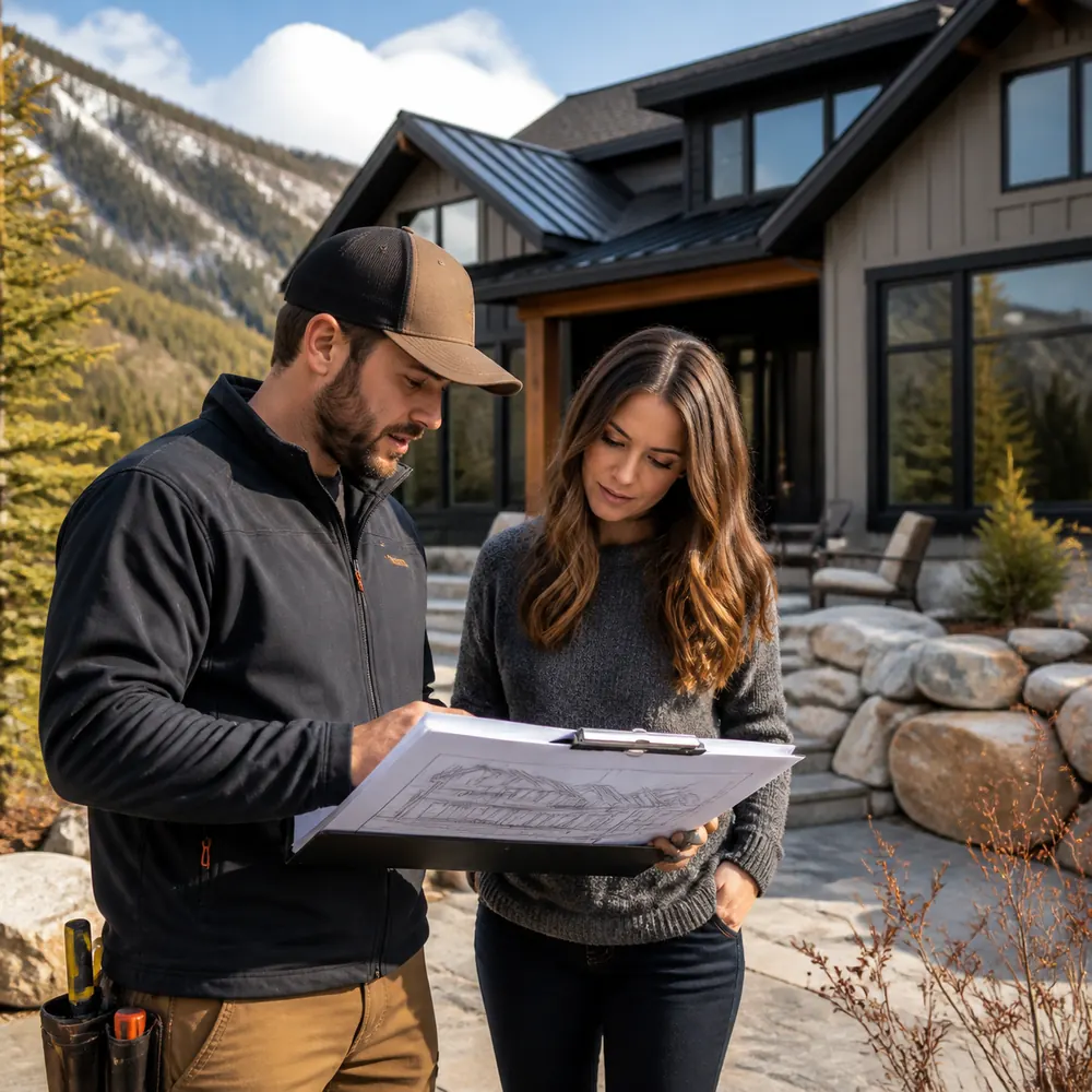 Contractor and homeowner planning an exterior project