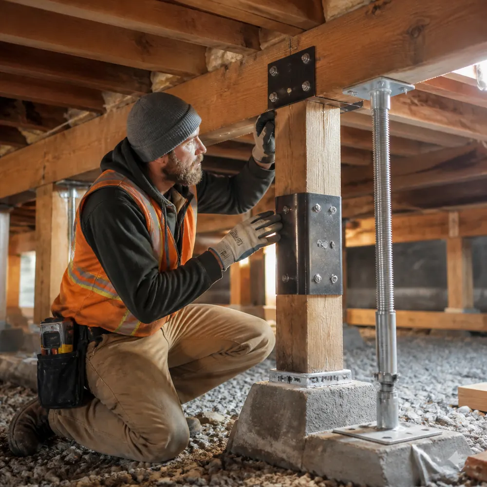 Contractor inspecting structural framing for Northstar Exterior