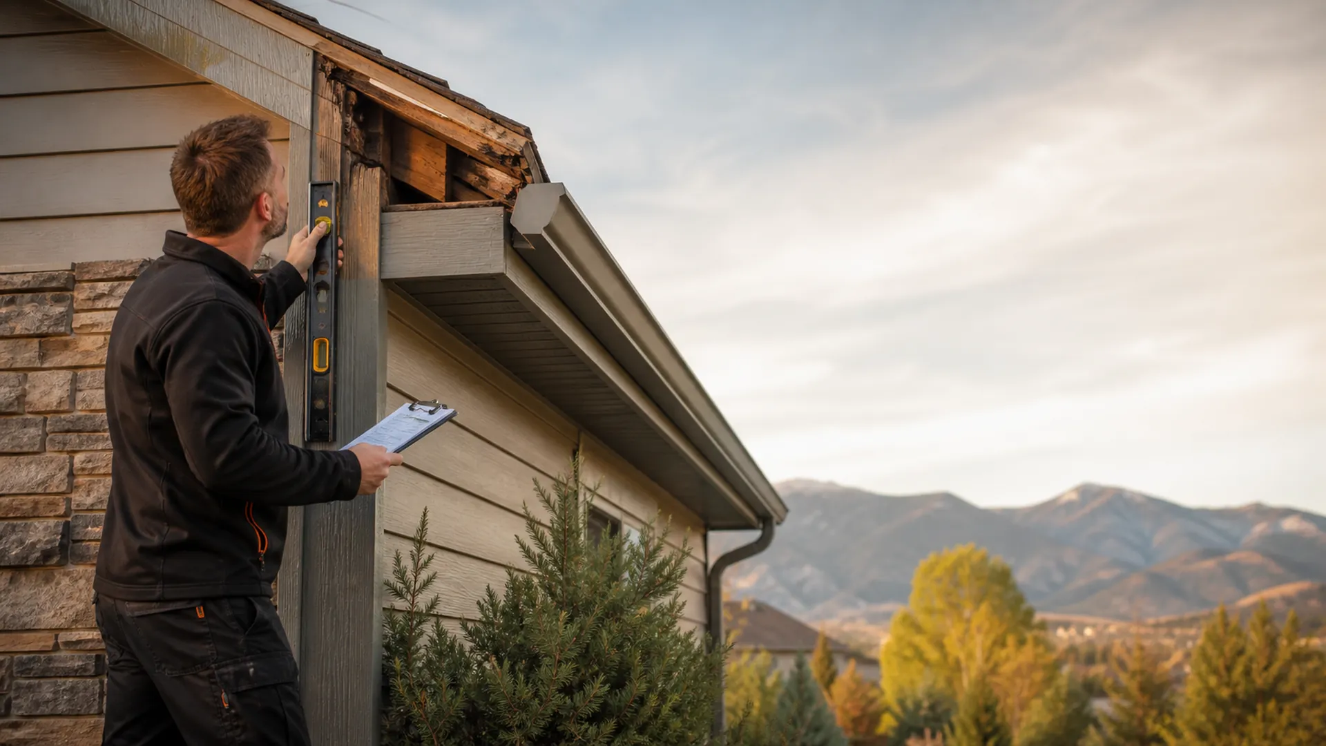 Northstar Exterior contractor inspecting visible structural damage in Fort Collins